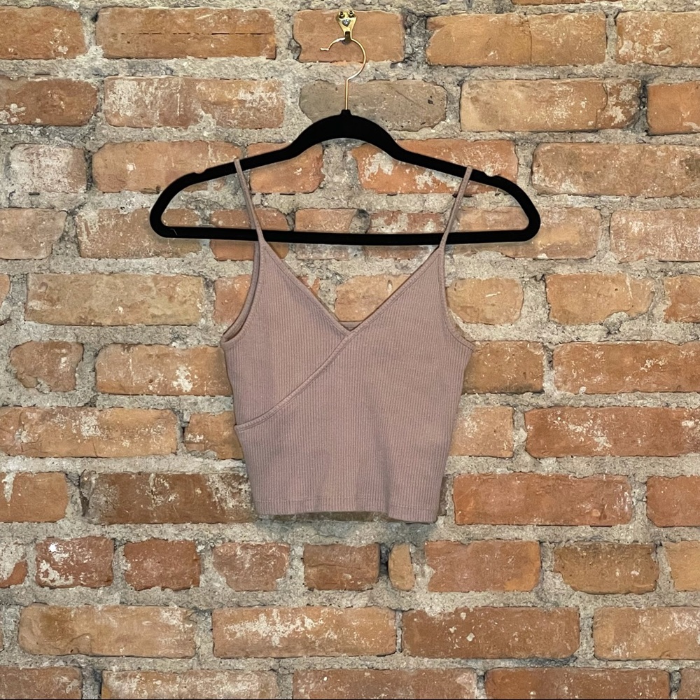 UO - Ribbed Cropped Tan Tank Top - Medium